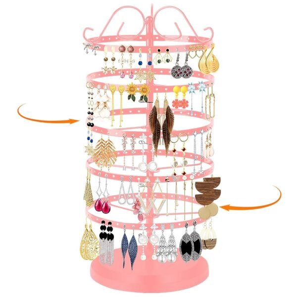 5 Tiers Rotating Earring Holder Organizer Stand,220 Holes Stud Earring Organizers and Storage，Jewelry Organizers and Storage,Earring Tree Organizer for Women