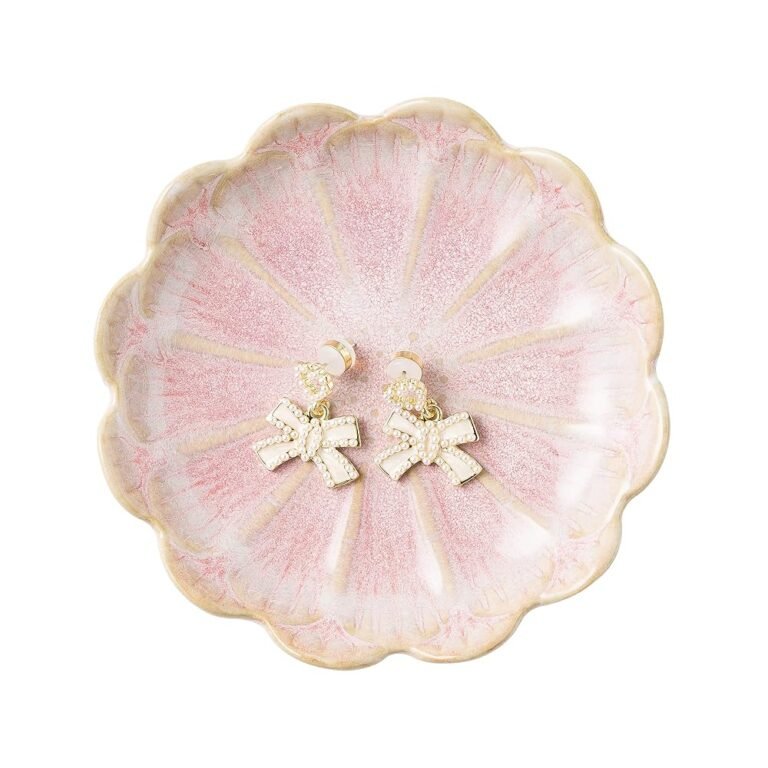 Jewelry Dish Tray, Ring Dish, Ceramic Trinket Tray, Key Bowl, Decorative Plate, for Friends Sisters Daughter Mother (pink)