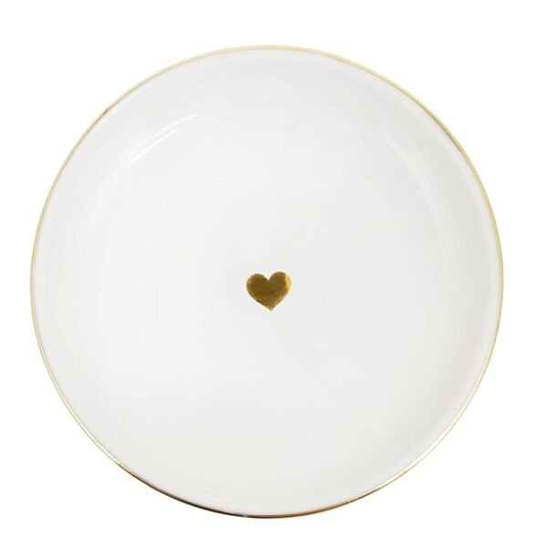 Sweet Water Decor Gold Heart Jewelry Dish Tray - Elegant Ceramic Ring Dish for Home Decor, Bridal Parties, Jewelry Storage, Rings, and Earrings Organizer